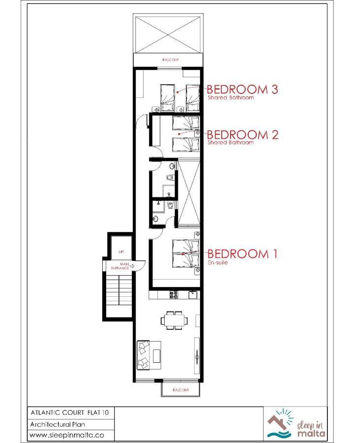 F10 Room 1, Private Double Room With Private Bathroom In Shared Flat Msida Exterior photo